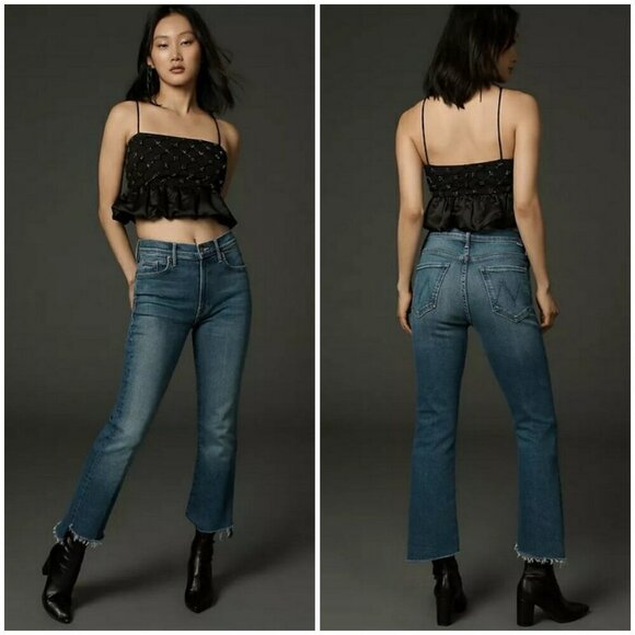 💕MOTHER💕 The Insider Crop Step Fray Jeans ~ Work Hard Play Hard 33 NWT - Picture 2 of 16